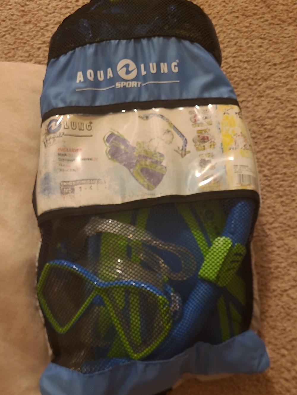 Aqua Lung Sport Kids Snorkel Set - Blue & Lime Green